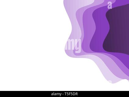 Vector design abstract background with purple paper cut waves. Stock Vector