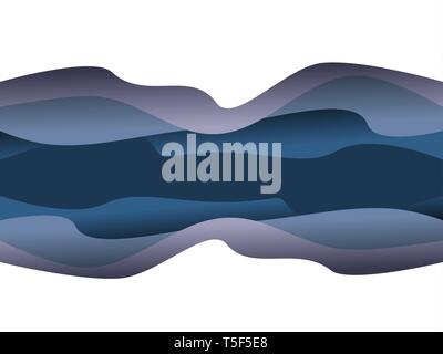 Vector design abstract background with blue paper cut waves. Stock Vector