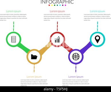 Business Infographics Vector Design elements template. Modern 5 options or steps timeline diagram,  Can be used for presentation Stock Vector