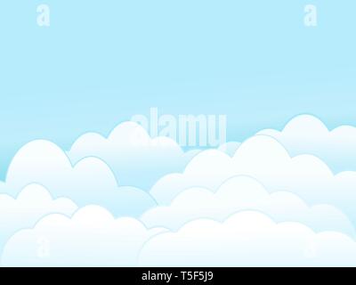 Paper clouds on the blue sky background vector. Stock Vector