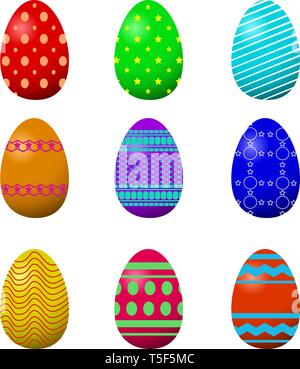 Colorful Easter eggs on the white background vector. Stock Vector