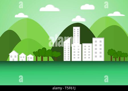 earth day world, nature, mountains, sky and construction  vector Stock Vector
