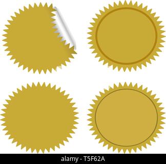 set Blank gold circle sticker on a white background vector. Stock Vector