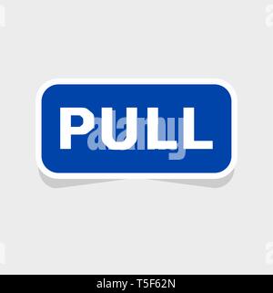 sticker blue label pull vector Stock Vector