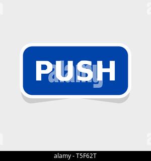 sticker blue label push vector Stock Vector