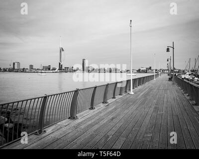 View of Portsmouth waterfront from Gosport marina, Hampshire, UK Stock Photo