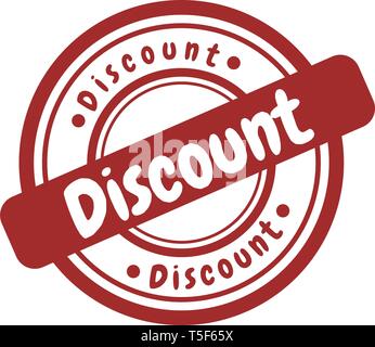 red stamp discount vector on white background. Stock Vector