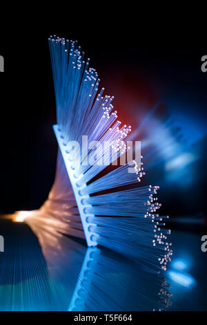 Fiber optics cable with lights abstract background Stock Photo