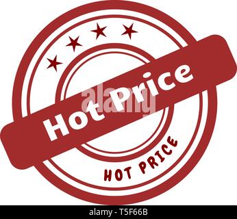 red stamp hot price vector on white background. Stock Vector