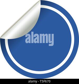 Blank blue circle sticker on a white background vector. Stock Vector