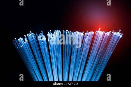 Fiber optics cable with lights abstract background Stock Photo