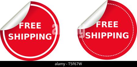 free shipping red circle sticker on a white background vector. Stock Vector