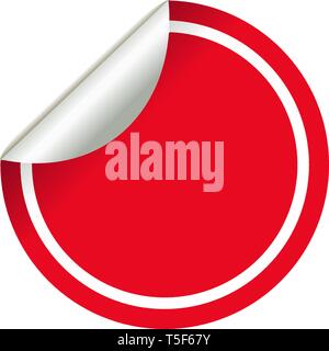 Blank red circle sticker on a white background vector. Stock Vector