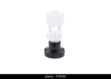 e27 lamp base holder fitting fix with bulb isolated on white background High resolution image gallery.. Stock Photo