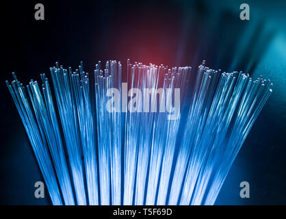 Fiber optics cable with lights abstract background Stock Photo