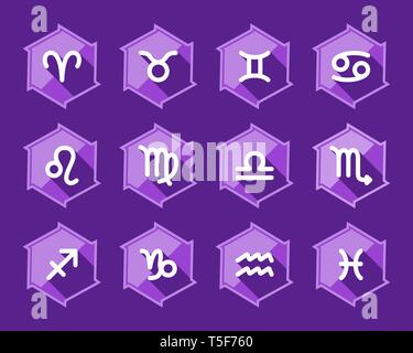 Set zodiac sign. Flat icon. Vector illustration Stock Vector