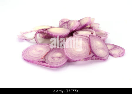 Chopped Shallots, Shallots are Thai food and Thai herbs. are food that nourishes blood.Shallots are foods that help fight free radicals, isolated on w Stock Photo