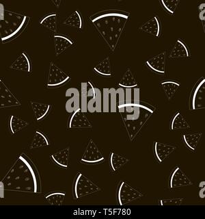 Watermelons seamless pattern . Outline watermelons on a black background 10 eps Stock Vector