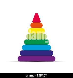Children's toy pyramid of colored elements, simple design Stock Vector
