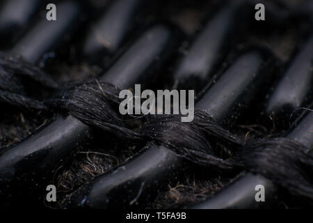 Black textile accessories material zipper metal ultra macro Stock Photo