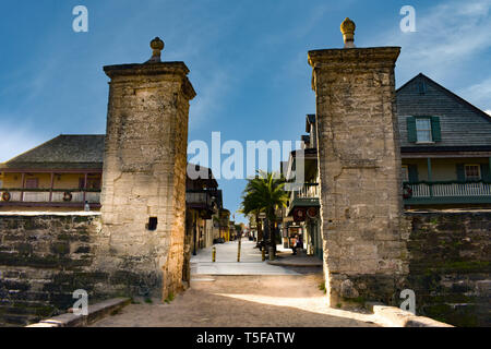 St. Augustine, Florida. January 26 , 2019. Old City Gate at Old Town in Florida's Historic Coast (2) Stock Photo