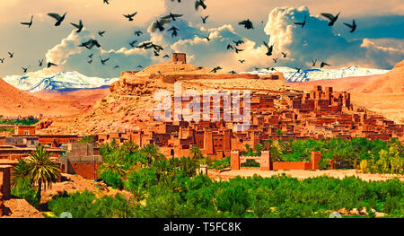 Tourism and travel in scenery Marrakech.Scenic landscapes of morocco. Village of Ouarzazate Stock Photo