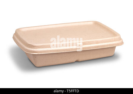 Empty lunch take away box isolated on white with clipping path Stock Photo