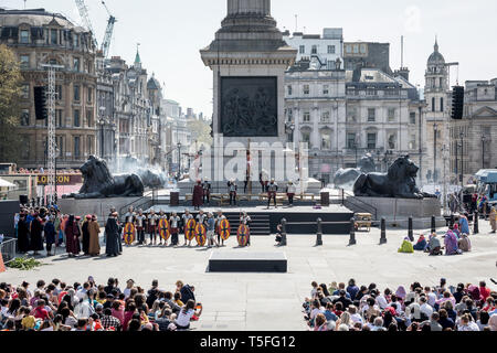 The Passion of Jesus play by the Wintershall Charitable Trust in Trafalgar Square on Good Friday, London, UK Stock Photo