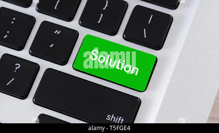 Word Solution on enter key of computer keyboard Stock Photo