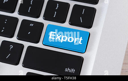 Export word on blue button of computer keyboard Stock Photo