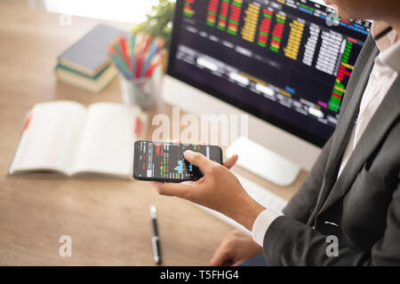 Data analyzing in trading market. Working set for analyzing financial statistics and analyzing a market data. Analyze charts&graph to find out the res Stock Photo