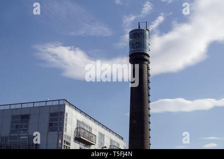 The Smithfield Observation Tower in Smithfield,Dublin,Ireland. Originally part of Jameson's Distillery, there are 244 steps to the top. Stock Photo
