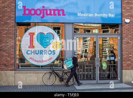 A branch of the Boojum Mexican Burrito Bar in Smithfield Square Dublin, ireland.. Stock Photo