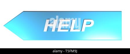 HELP on blue arrow - 3D rendering Stock Photo