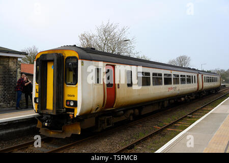 Darsham railway station on the East Suffolk branch line between Ipswich and Lowestoft, Suffolk, England. Stock Photo