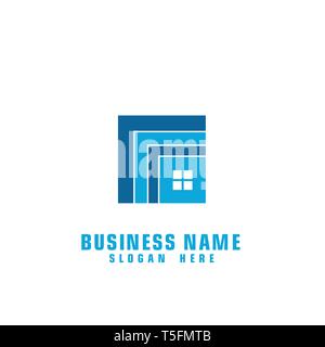 Square real estate logo, simple house logo, flat design. Stock Vector