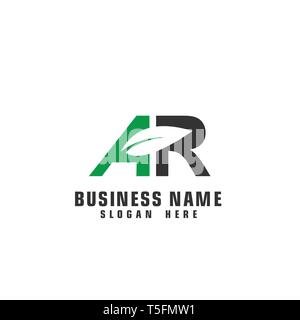 AR leaf logo, initial letter AR graphic logo template. Stock Vector