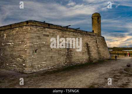 St. Augustine, Florida. January 26 , 2019. Side view of Castillo de San Marcos at Old Town in Florida's Historic Coast (2) Stock Photo