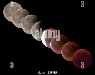 Germany, composite sequence of total lunar eclipse Stock Photo