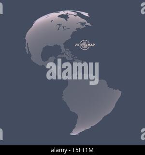 North and South America. Earth globe. Global business marketing concept. Dotted style. Design for education, science, web presentations. Stock Vector