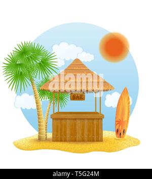 beach stall bar for summer holidays on resort in the tropics vector illustration isolated on white background Stock Vector