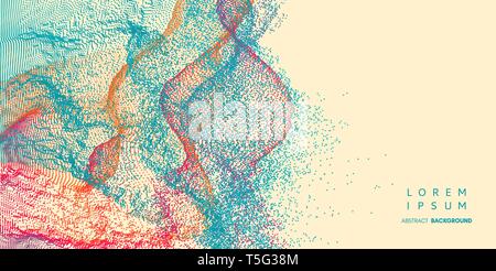 Colorful background in the technology style. 3d network design with particle. Abstract vector illustration. Stock Vector