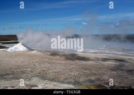 Seltun / Krysuvik (Krýsuvík) bubbling and steaming geothermal area Stock Photo
