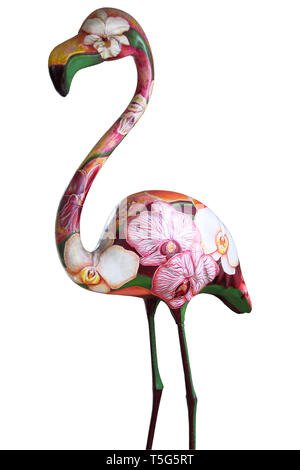 Colorful flamingo, isolated on a white background. Stock Photo