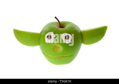 Funny Apple - Yoda, isolated on a white background Stock Photo
