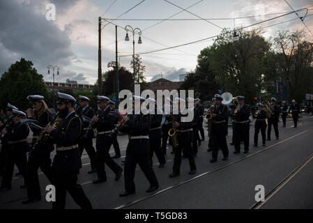 Turin, Piedmont, Italy. 24th Apr, 2019. Turin, Italy-April 24, 2019: Torchlight procession for the Liberation Day in Turin Credit: Stefano Guidi/ZUMA Wire/Alamy Live News Stock Photo