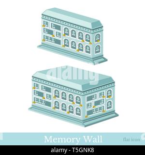 Vector isometric icon set or infographic elements representing buildings of wall of memory Stock Vector