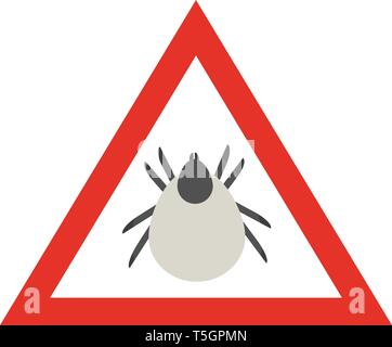 Tick warnings. Warning triangle with Mite. Vector Illustration. Stock Vector