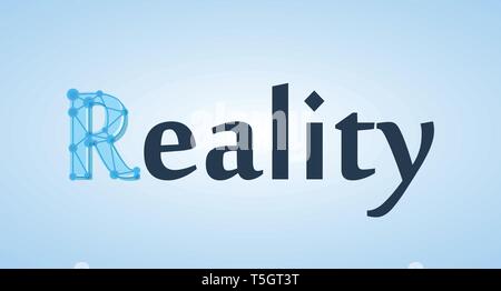 Beautiful crealive banner with caption of Reality on light blue color. Illustration for Logo or decoration of journal articles and others. Stock Vector