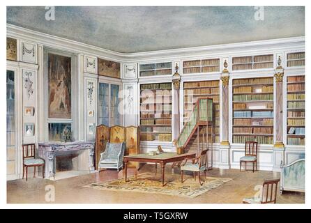 Library Louis XVI Style. Vintage illustration by Style Interiors 1905 Stock Photo